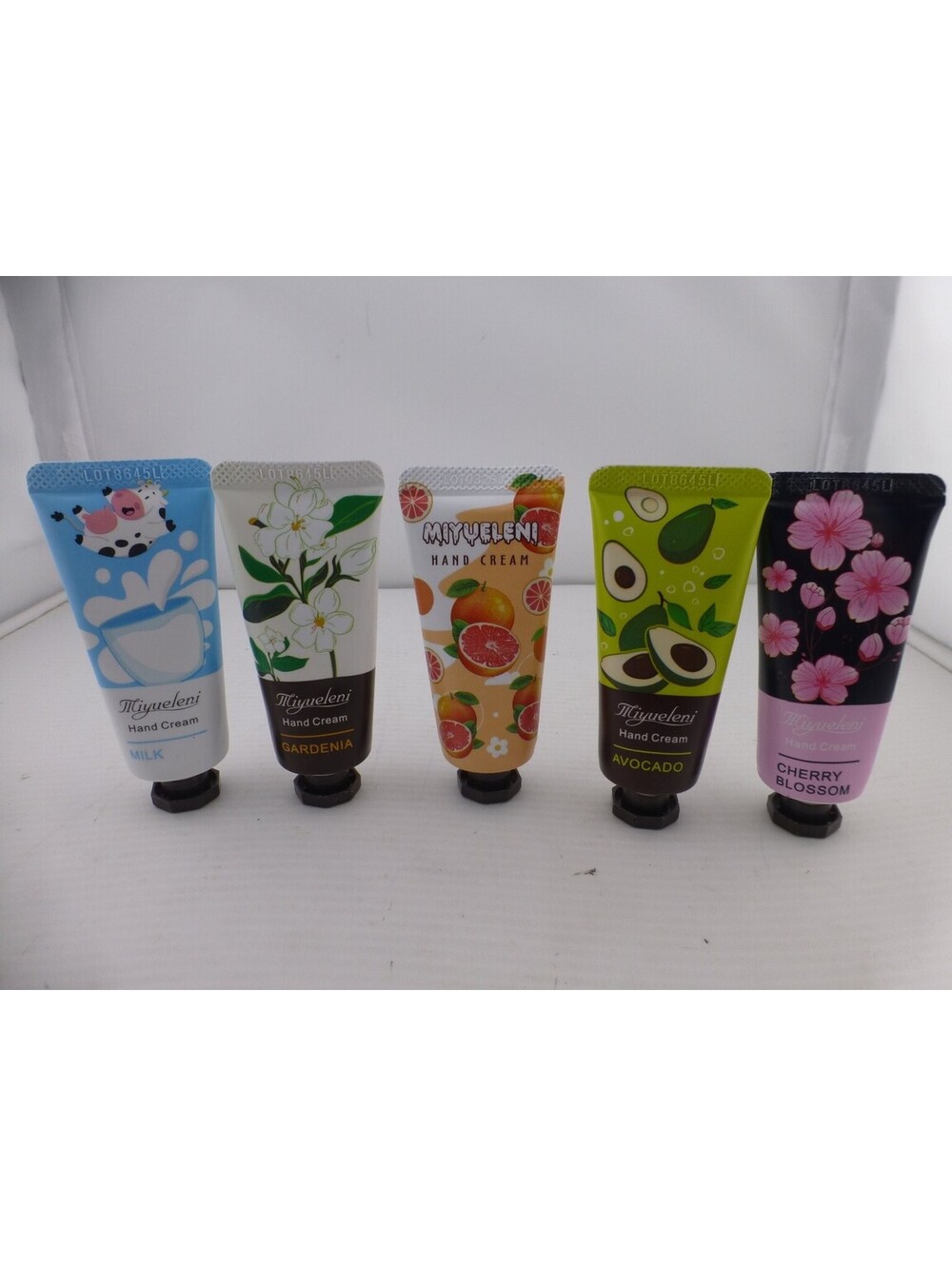MIYUELENI Hand Cream Set 5-Pack Milk Gardenia Grapefruit Avocado Cherry P3